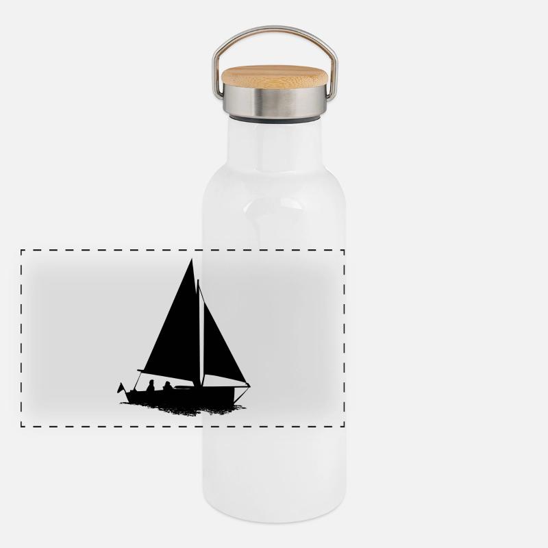 Segelboot Panorama Thermosflasche mit Bambusdeckel