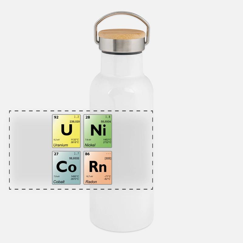 Unicorn periodic table - Panoramic Thermal Bottle with Bamboo Lid - white