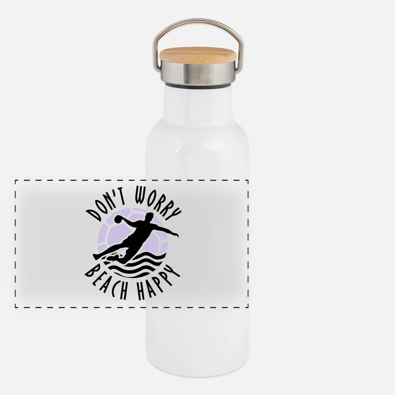 Don # t Worry Beach Happy beach handball Panoramic Thermal Bottle with Bamboo Lid