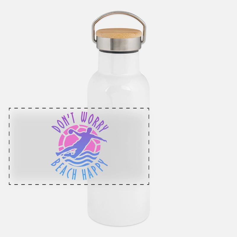 Do not Worry Beach Happy beach handball Panoramic Thermal Bottle with Bamboo Lid