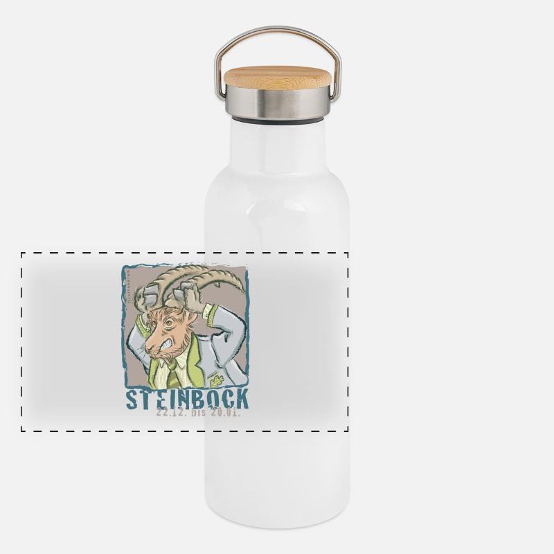 Sternzeichen - Steinbock Panorama Thermosflasche mit Bambusdeckel