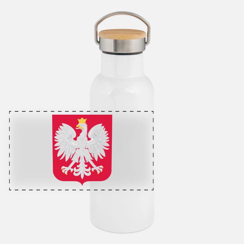 Polska, Polen, Wappen Panorama Thermosflasche mit Bambusdeckel