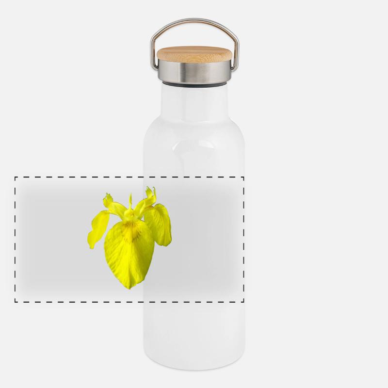 Schwertlilie Panorama Thermosflasche mit Bambusdeckel
