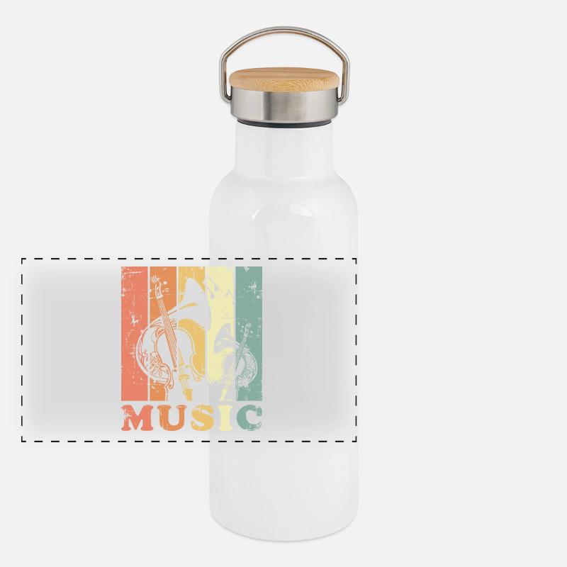 Vintage Musique classique Gourde isotherme avec bouchon en bambou