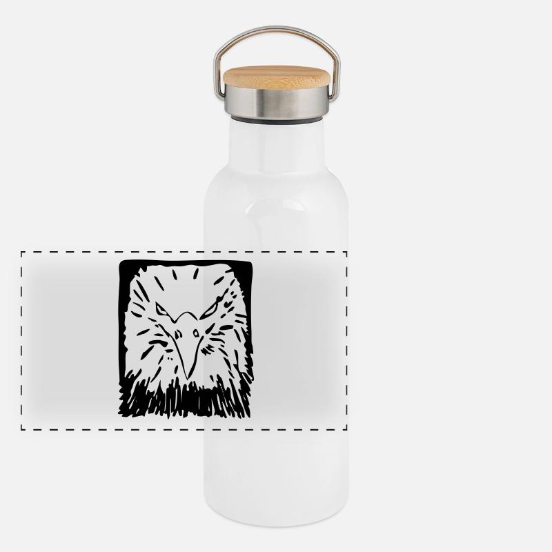 Aigle, oiseau, roi des cieux Gourde isotherme avec bouchon en bambou