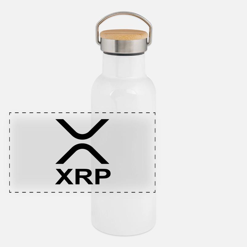 XRP Logo Krypto Bitcoin Ripple Spruch Geschenk Panorama Thermosflasche mit Bambusdeckel