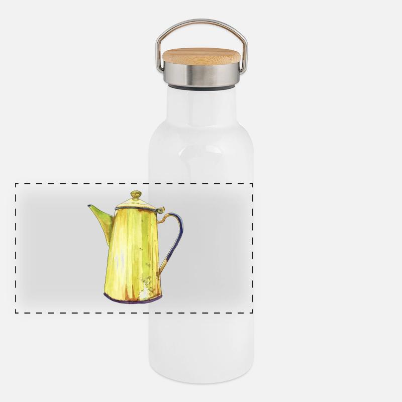 Kaffeekanne Panorama Thermosflasche mit Bambusdeckel