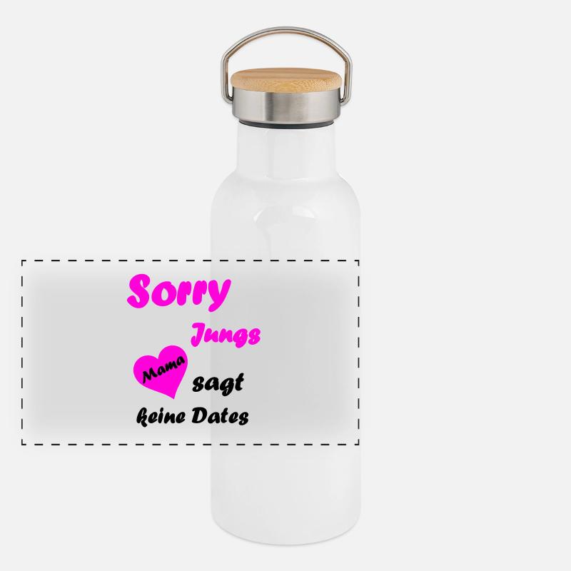 Sorry Jungs, Mama sagt keine Dates Mädchen Kinder Panorama Thermosflasche mit Bambusdeckel