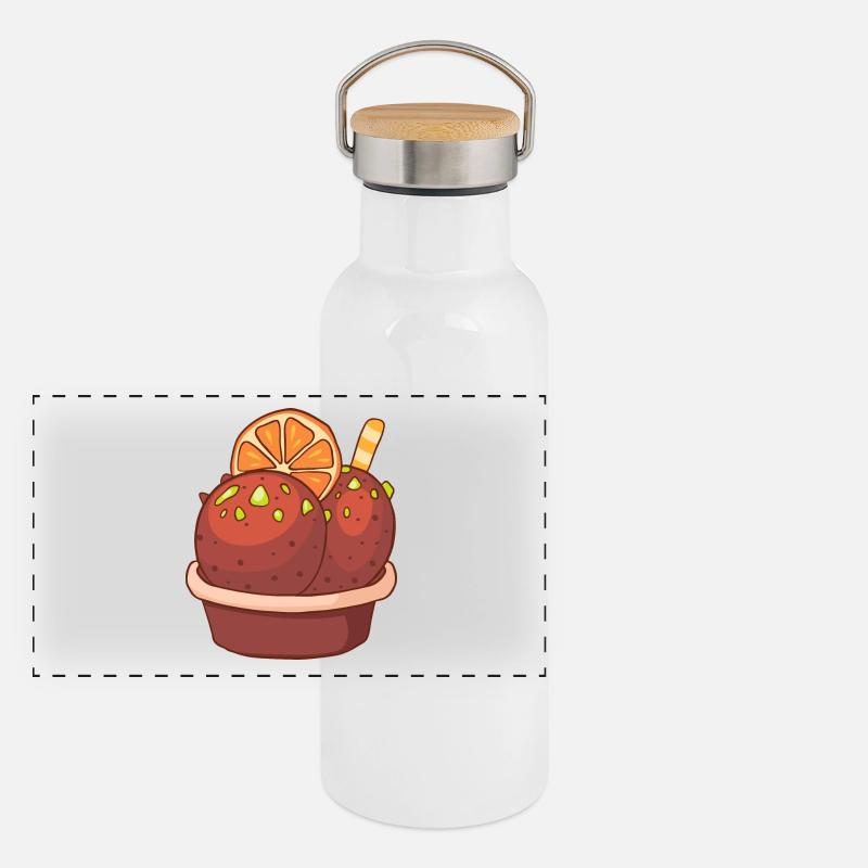 Eis Speiseeis Eiskrem Eiscreme Kugeleis Eisbecher Panorama Thermosflasche mit Bambusdeckel