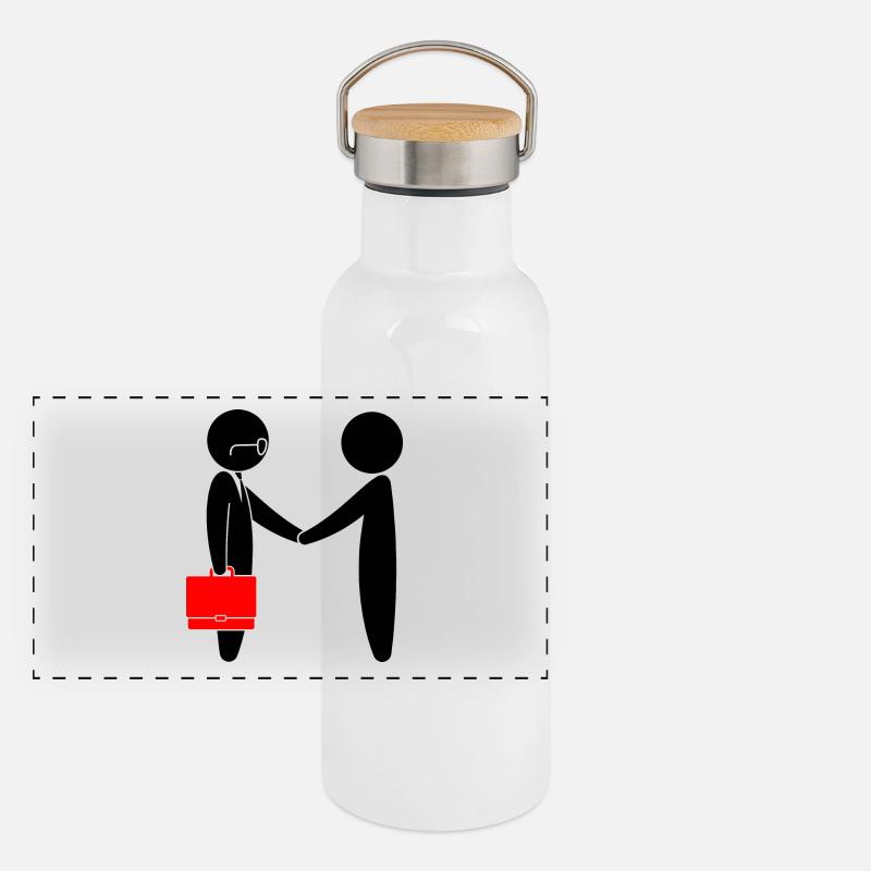 Ein Rechtsanwalt trifft einen Mandanten Panorama Thermosflasche mit Bambusdeckel