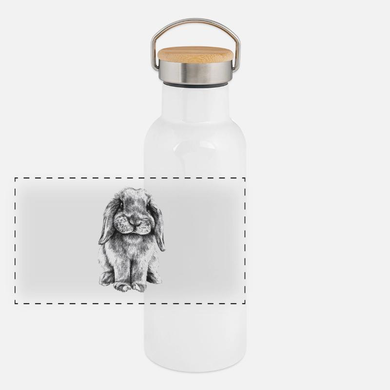 Widder Kaninchen Panorama Thermosflasche mit Bambusdeckel