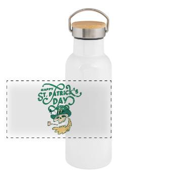Saint-Patrick, - Gourde isotherme avec bouchon en bambou - blanc - Devant