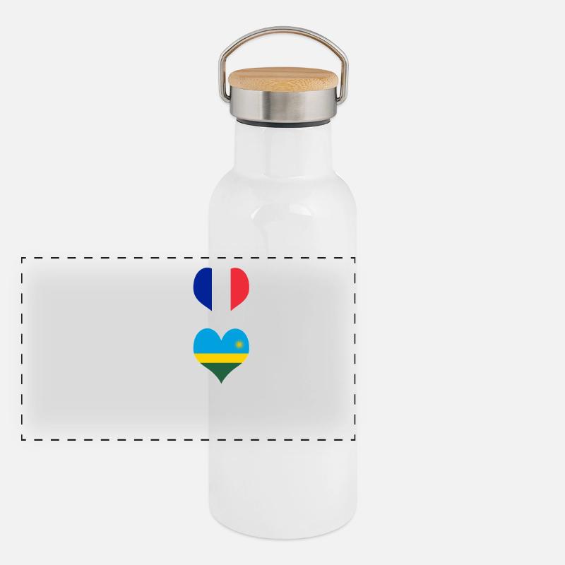 Das Frankreich und Ruanda Genie / Geschenk Panorama Thermosflasche mit Bambusdeckel