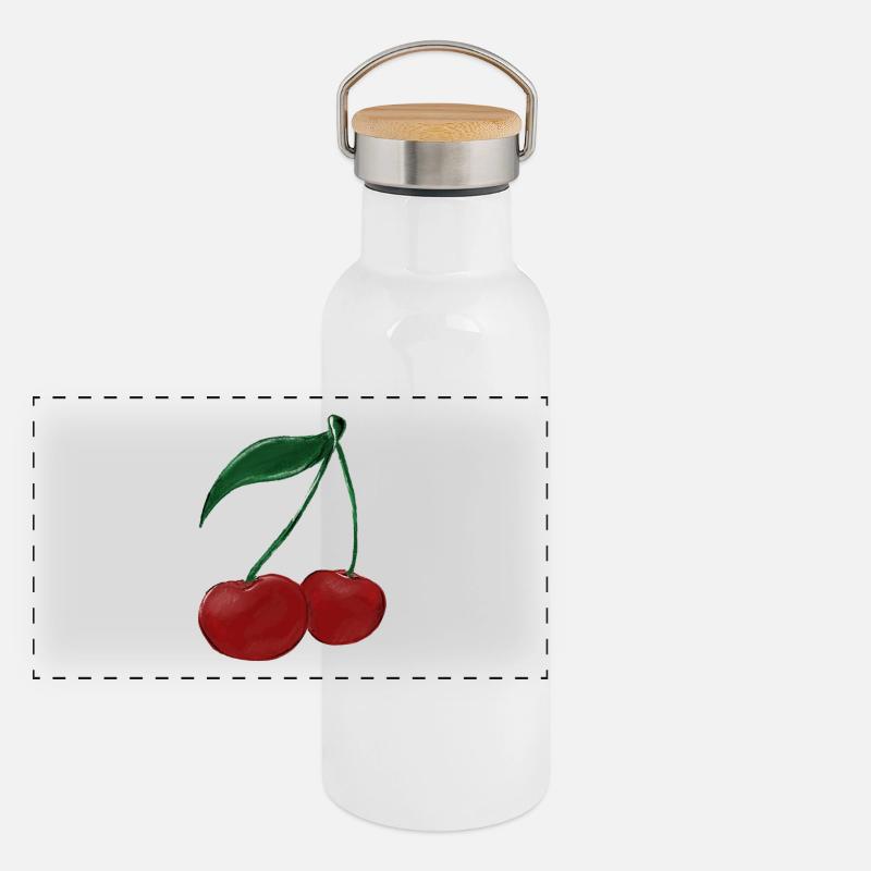 Kirsche Panorama Thermosflasche mit Bambusdeckel