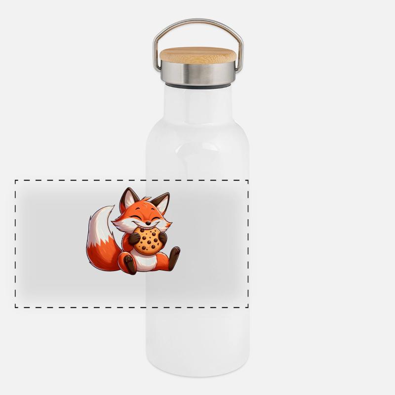Bande dessinée renard avec des bonbons aux biscuits Gourde isotherme avec bouchon en bambou