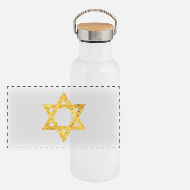 Davidstern Glaube Symbol des Schutzes Panorama Thermosflasche mit Bambusdeckel