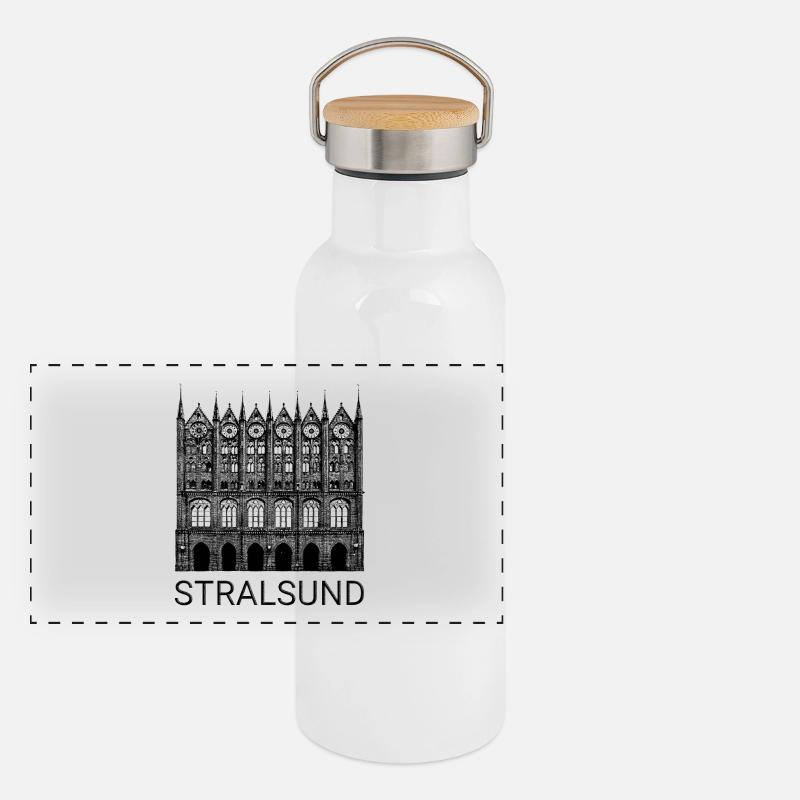 Stralsund Town Hall / Brick Gothic Panoramic Thermal Bottle with Bamboo Lid