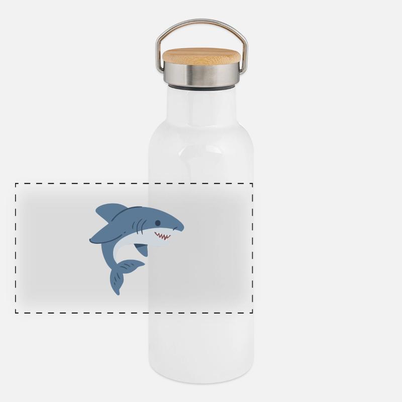 süßer Hai Panorama Thermosflasche mit Bambusdeckel