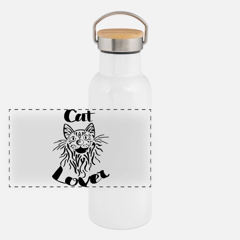 Amant de chat - chat - Chats - Chats - Cadeau Gourde isotherme avec bouchon en bambou