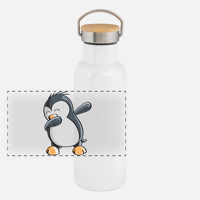 Dab Dance Penguin - Dabbing - Fun Comic - Gift Panoramic Thermal Bottle with Bamboo Lid