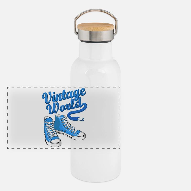 Baskets bleu cru Gourde isotherme avec bouchon en bambou