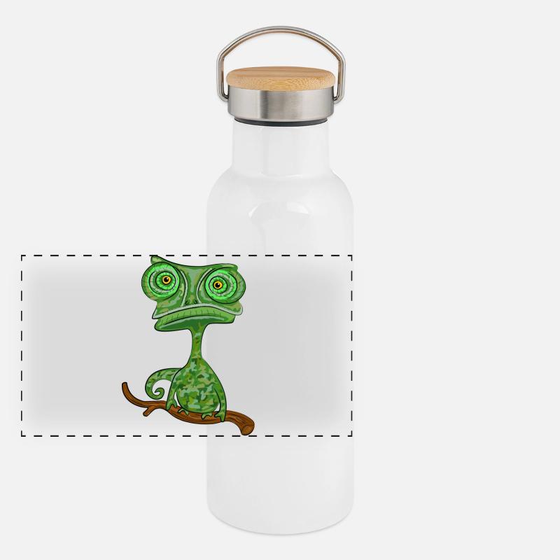 chamaeleon tier exotisch Panorama Thermosflasche mit Bambusdeckel