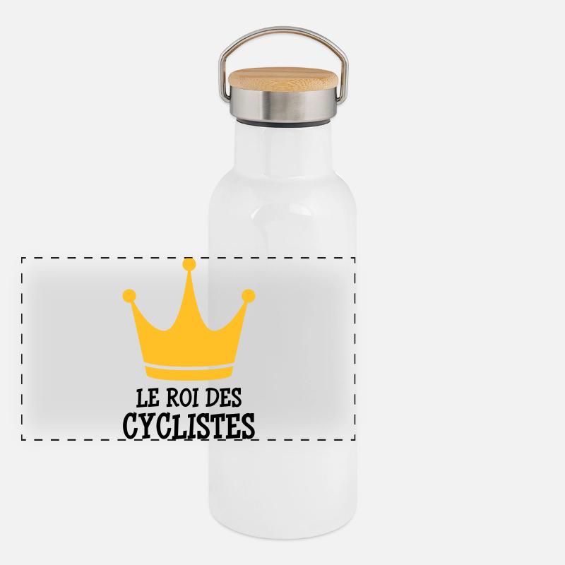 Cyclisme / Cycliste / Vélo / VTT / BMX - Gourde isotherme avec bouchon en bambou - blanc