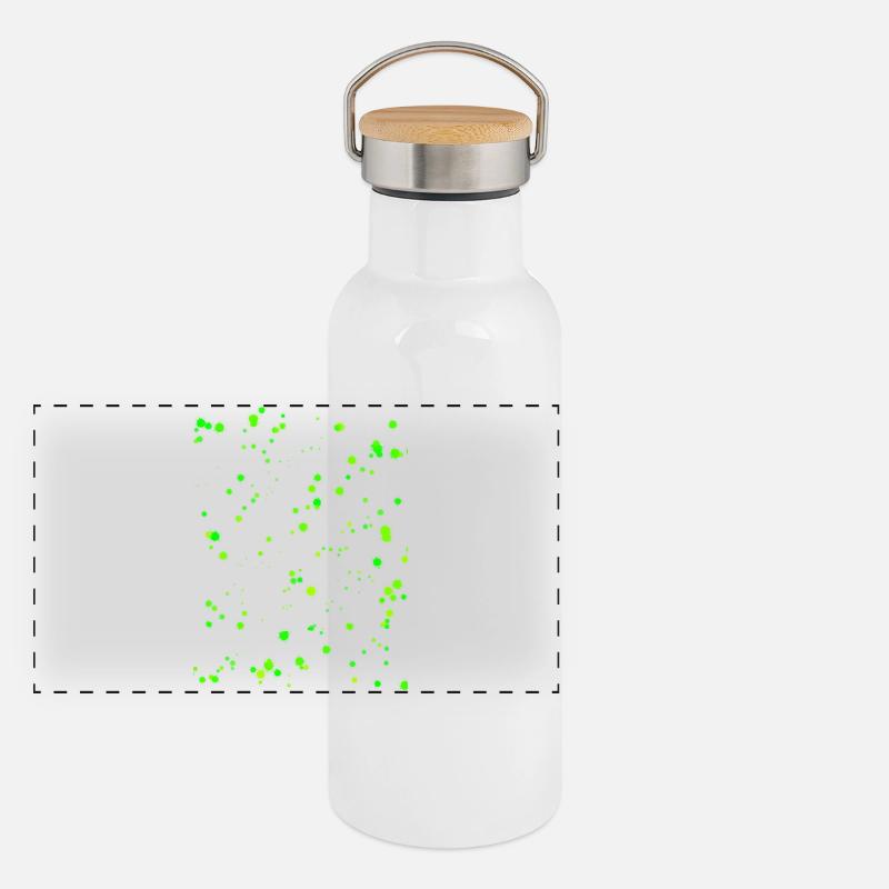 Neongrüne Farbspritzer  Panorama Thermosflasche mit Bambusdeckel