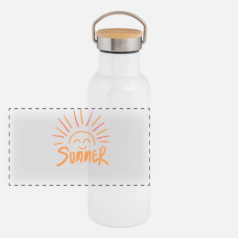 Lebendige Sommer Sonnenstrahlen Illustration Panorama Thermosflasche mit Bambusdeckel