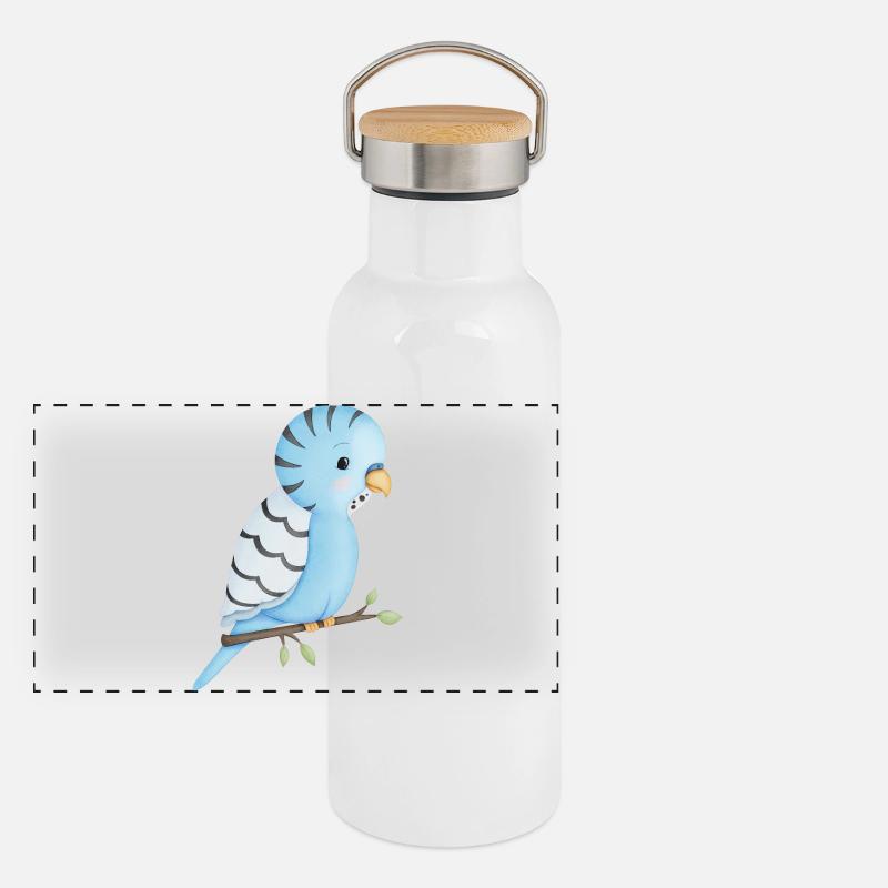 mignon oiseau perruche Gourde isotherme avec bouchon en bambou