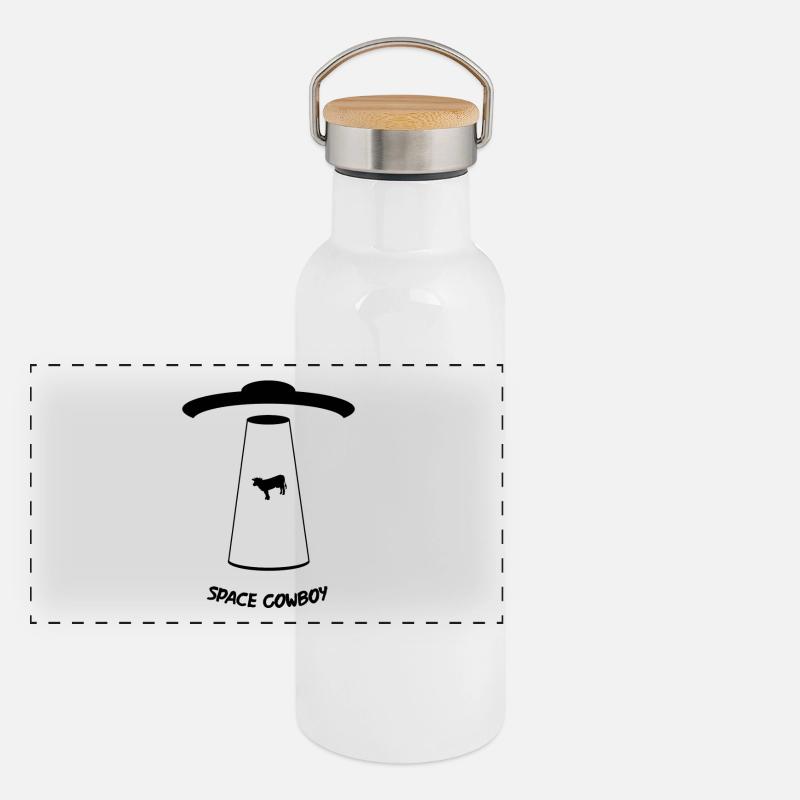 Space Cowboy Panorama Thermosflasche mit Bambusdeckel