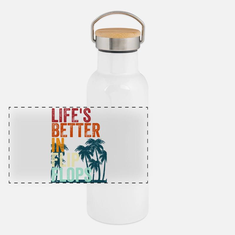 Life's better in Flip Flops Panorama Thermosflasche mit Bambusdeckel