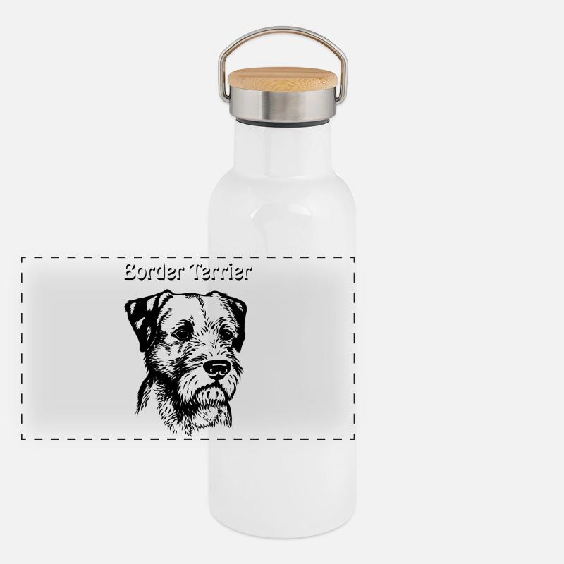 Border Terrier Portrait Panoramic Thermal Bottle with Bamboo Lid