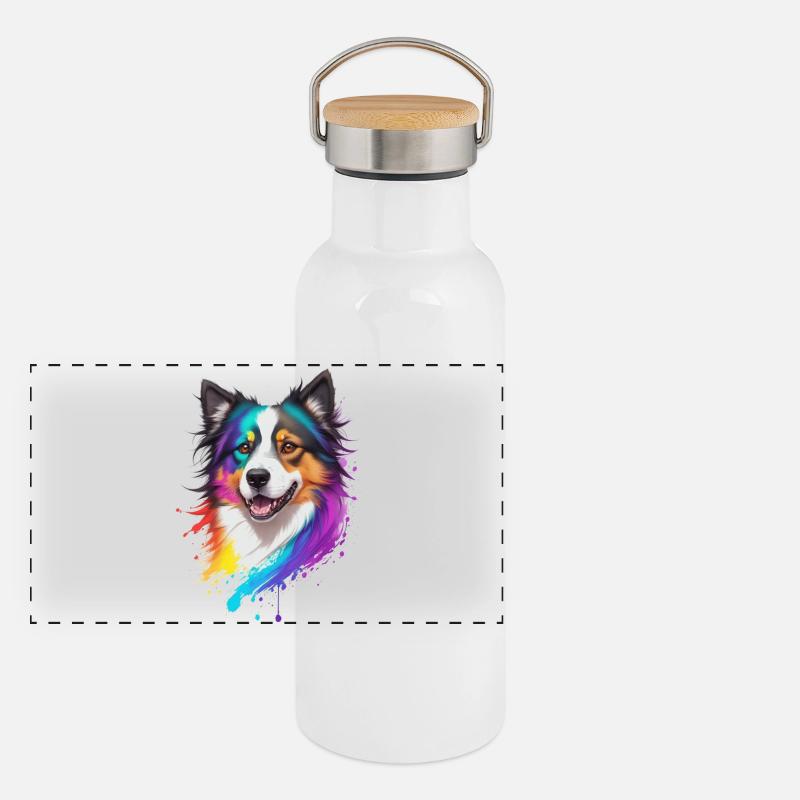 Collie Panorama Thermosflasche mit Bambusdeckel