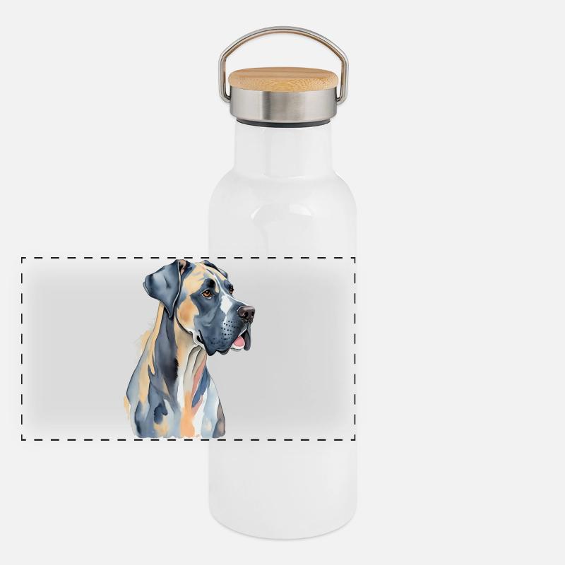 Dogge Panorama Thermosflasche mit Bambusdeckel