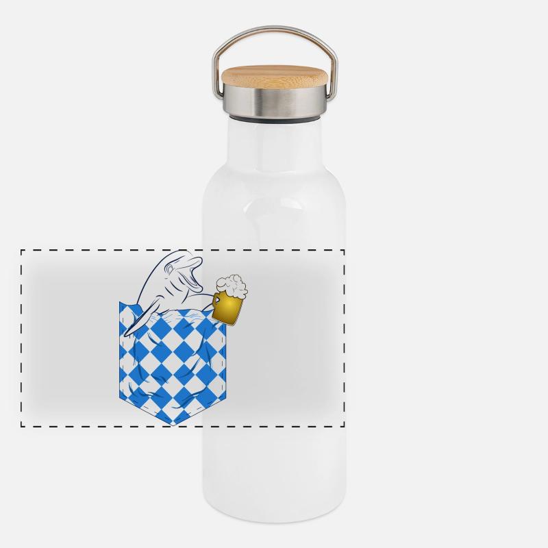 Delfin im Kirtag Pocket mit Bierkrug Panorama Thermosflasche mit Bambusdeckel