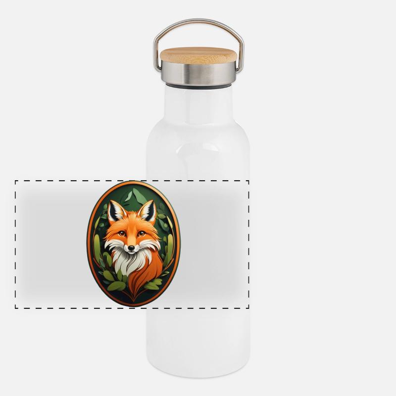 Rotfuchs Panorama Thermosflasche mit Bambusdeckel