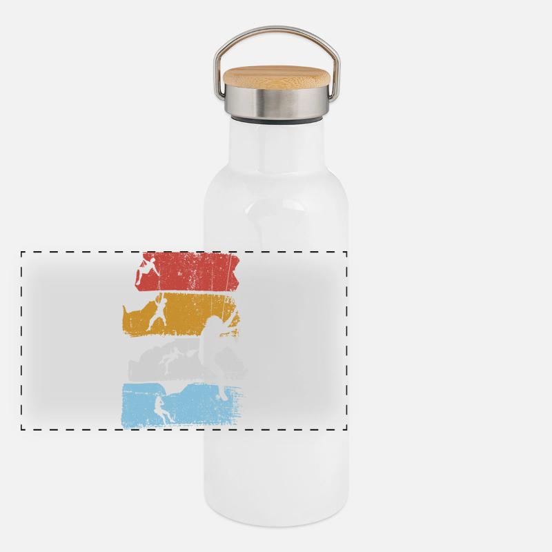 Surf Stripes Silhouette Panorama Thermosflasche mit Bambusdeckel