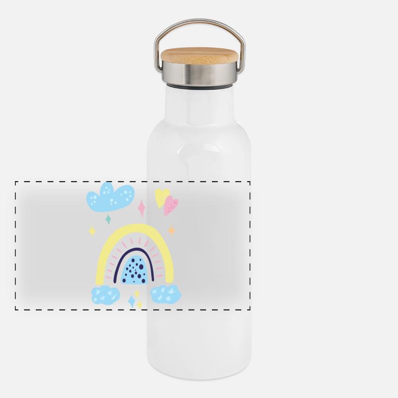 Pastel Rainbow Dreamscape Panoramic Thermal Bottle with Bamboo Lid