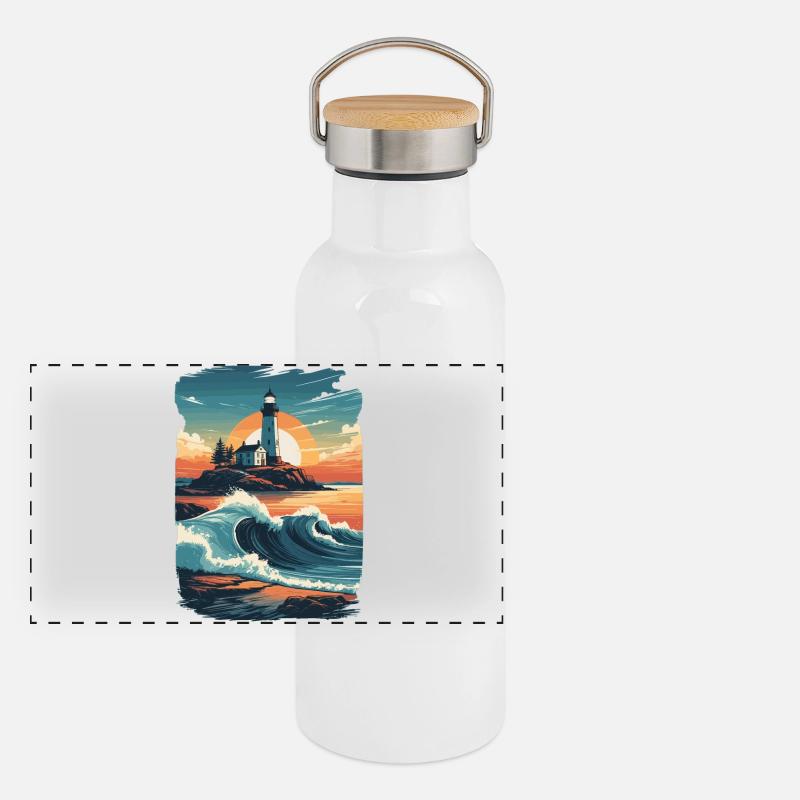 Lighthouse Panoramic Thermal Bottle with Bamboo Lid