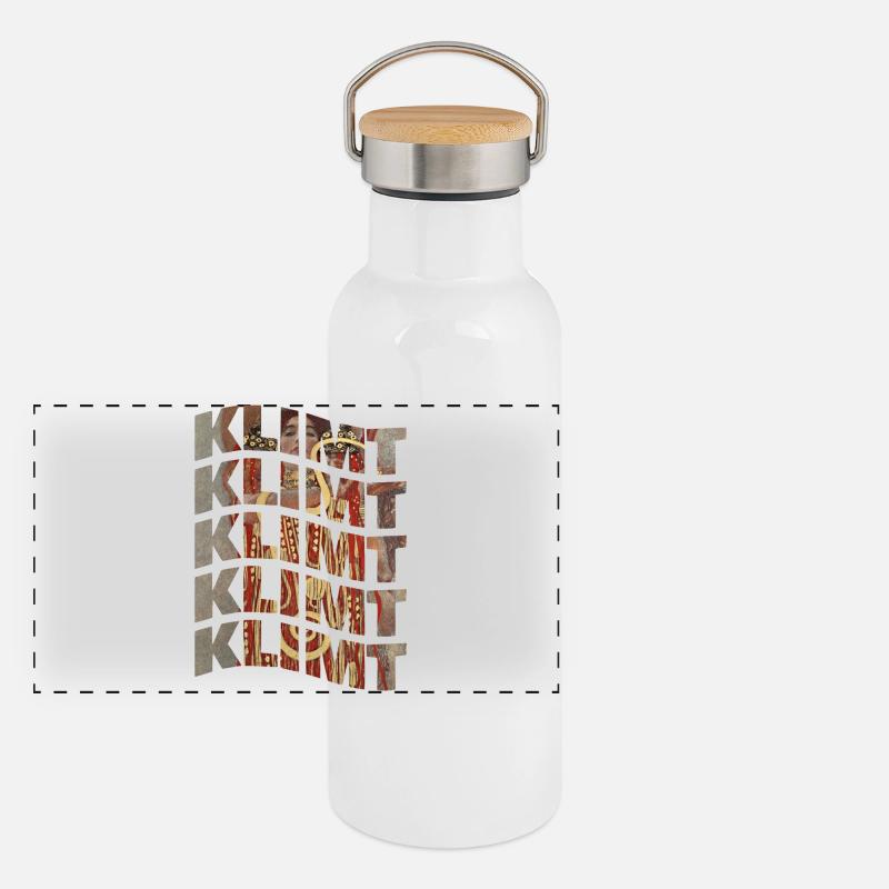 Klimt wave effect t-shirt Panoramic Thermal Bottle with Bamboo Lid