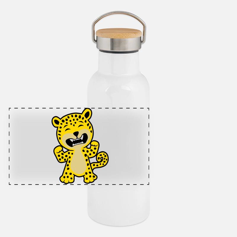 Léopard Grrrr Gourde isotherme avec bouchon en bambou