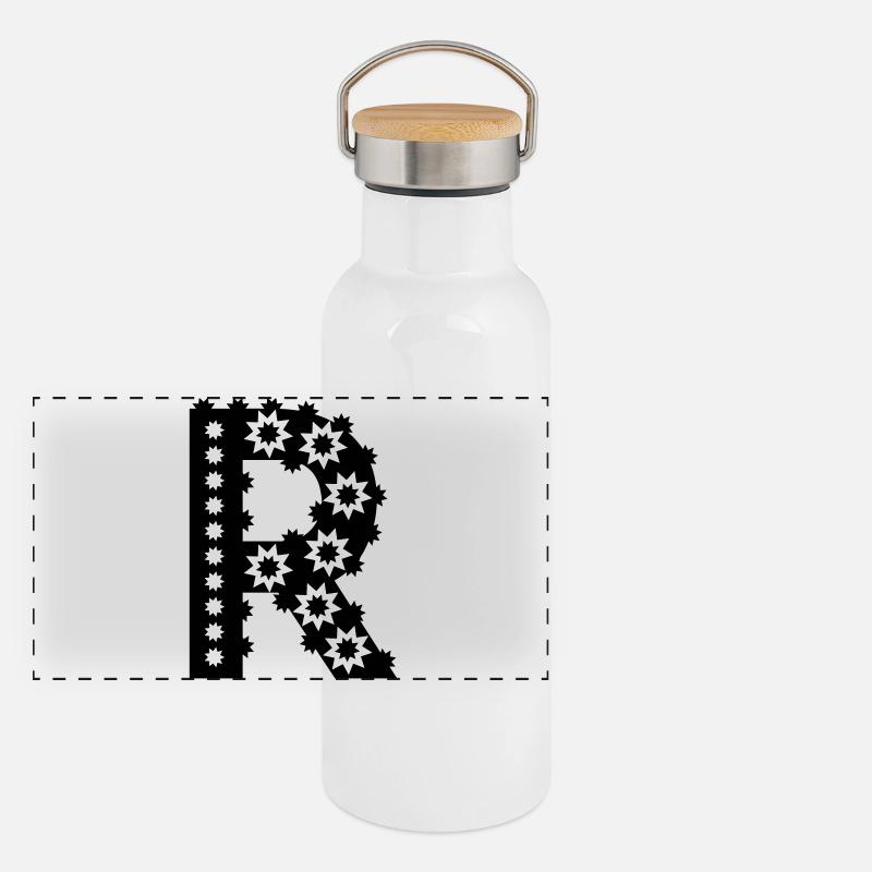 Letter R Panoramic Thermal Bottle with Bamboo Lid