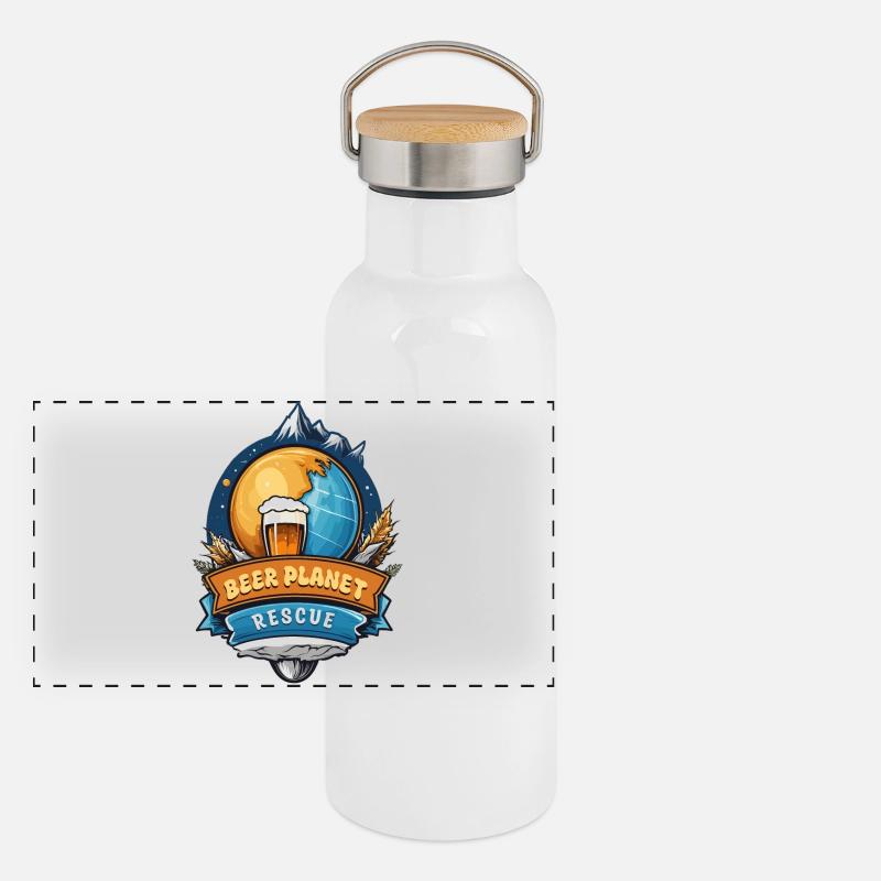 Bier Planet Retten Panorama Thermosflasche mit Bambusdeckel