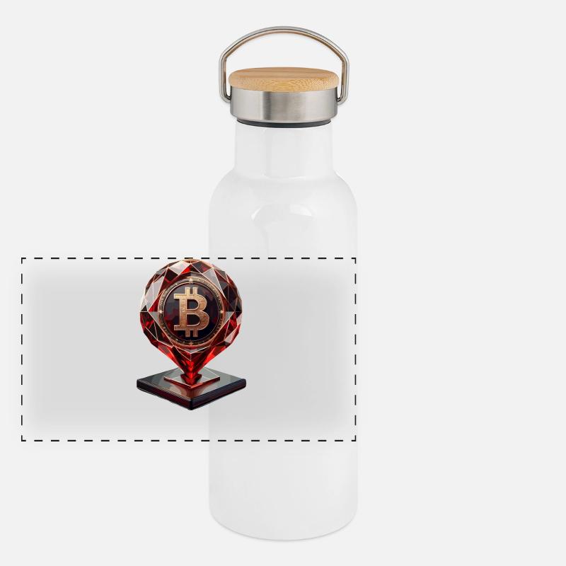 Bitcoin Crystal Design Panoramic Thermal Bottle with Bamboo Lid