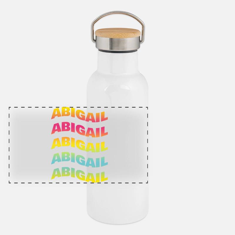 Abigail t-shirt texte effet de vague effet de vague Gourde isotherme avec bouchon en bambou