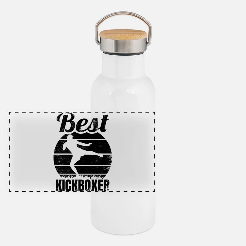 Funny Kickboxer Panoramic Thermal Bottle with Bamboo Lid