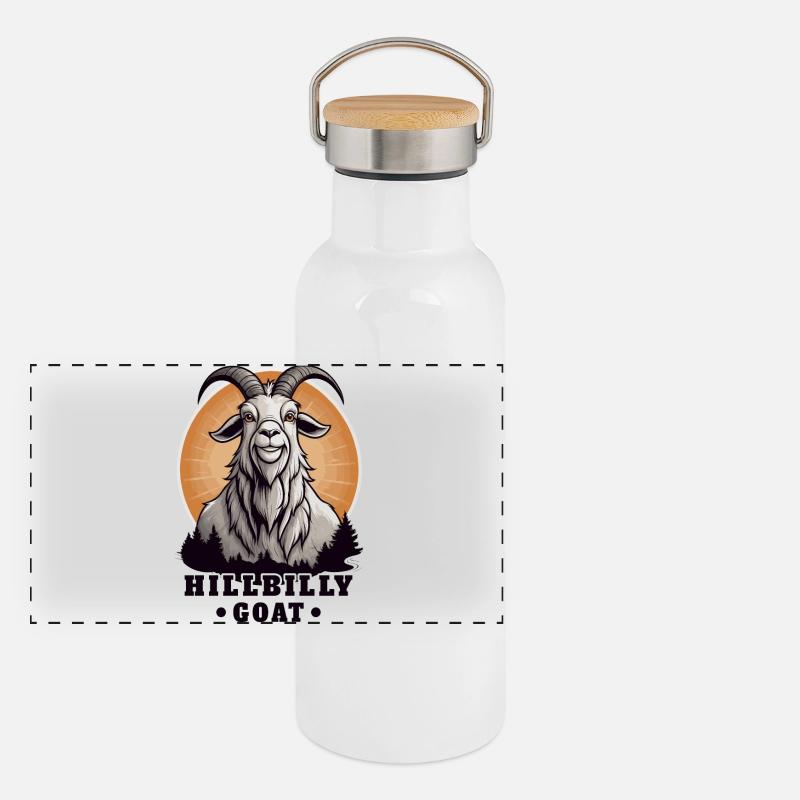 Chèvre Hillbilly billy Gourde isotherme avec bouchon en bambou