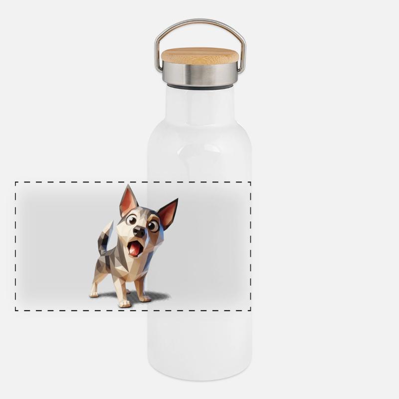 Surprised dog puppy lowpoly Panoramic Thermal Bottle with Bamboo Lid