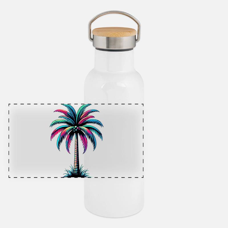 Palme Panorama Thermosflasche mit Bambusdeckel